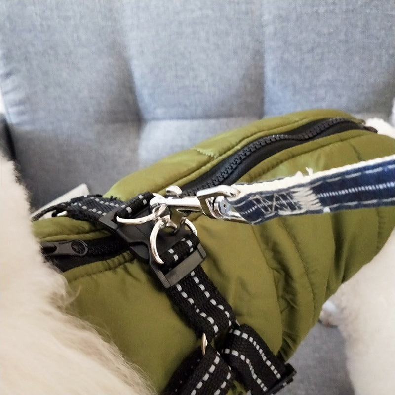 Waterproof Dog Clothes Winter Dog Coat with Harness Warm Pet Clothing Big Dog Jacket Chihuahua Labrador Coat Costume