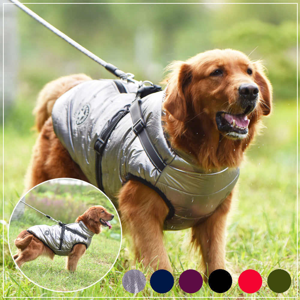 Waterproof Dog Clothes Winter Dog Coat with Harness Warm Pet Clothing Big Dog Jacket Chihuahua Labrador Coat Costume