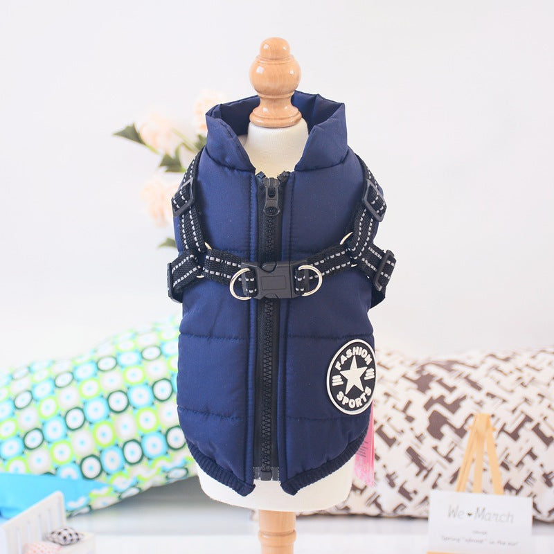 Waterproof Dog Clothes Winter Dog Coat with Harness Warm Pet Clothing Big Dog Jacket Chihuahua Labrador Coat Costume