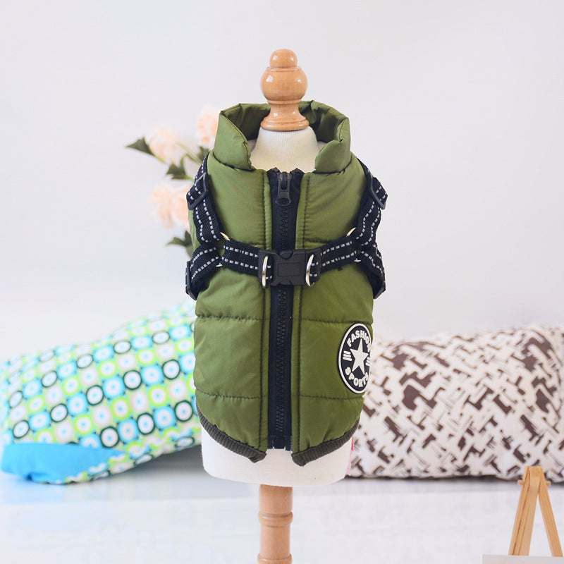 Waterproof Dog Clothes Winter Dog Coat with Harness Warm Pet Clothing Big Dog Jacket Chihuahua Labrador Coat Costume