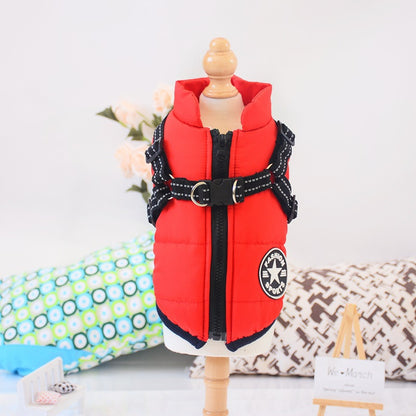 Waterproof Dog Clothes Winter Dog Coat with Harness Warm Pet Clothing Big Dog Jacket Chihuahua Labrador Coat Costume