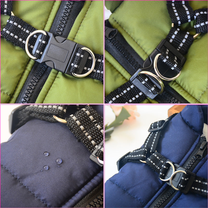 Waterproof Dog Clothes Winter Dog Coat with Harness Warm Pet Clothing Big Dog Jacket Chihuahua Labrador Coat Costume