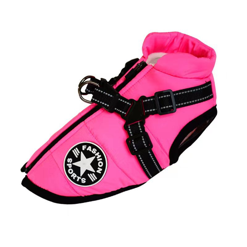 Waterproof Dog Clothes Winter Dog Coat with Harness Warm Pet Clothing Big Dog Jacket Chihuahua Labrador Coat Costume