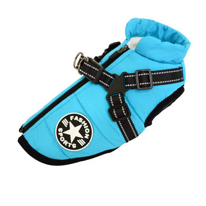 Waterproof Dog Clothes Winter Dog Coat with Harness Warm Pet Clothing Big Dog Jacket Chihuahua Labrador Coat Costume